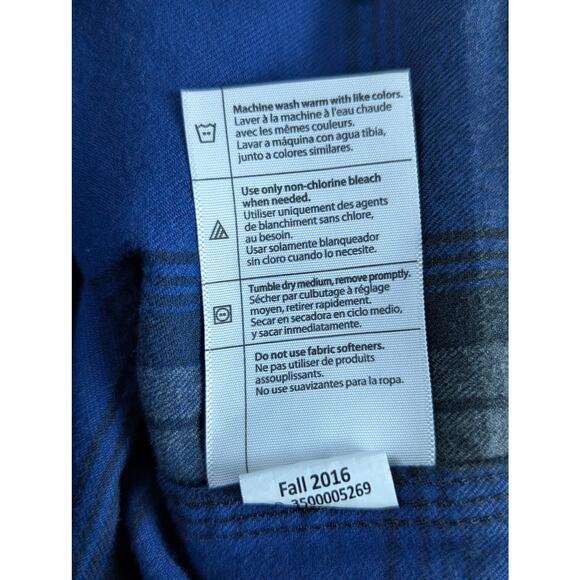 Carhartt Blue Plaid Flannel Mens Medium Regular Long Sleeve Button Up Shirt - Picture 8 of 9